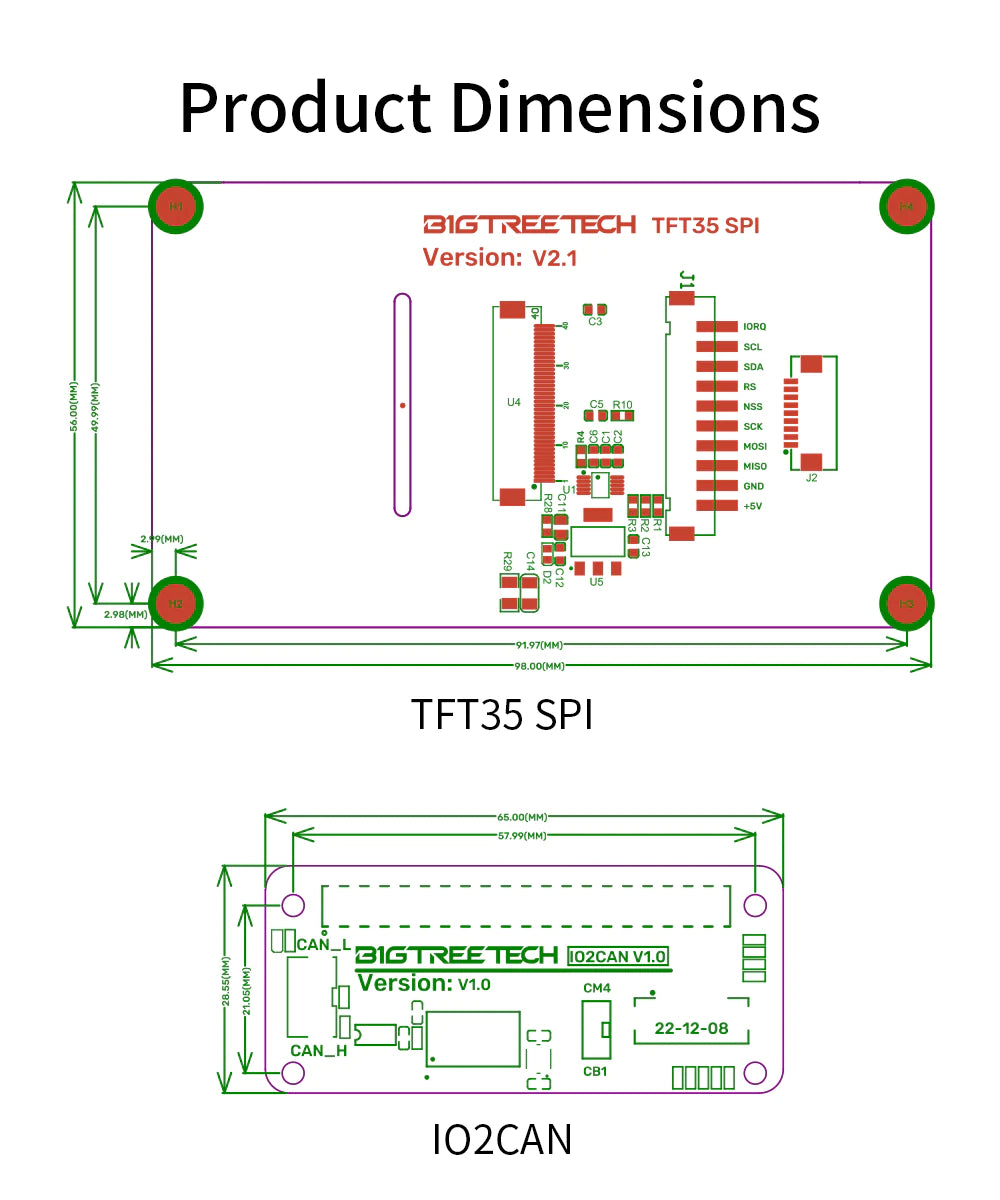 BIGTREETECH Touchscreen TFT35 SPI V2.1 for pi V1.2
