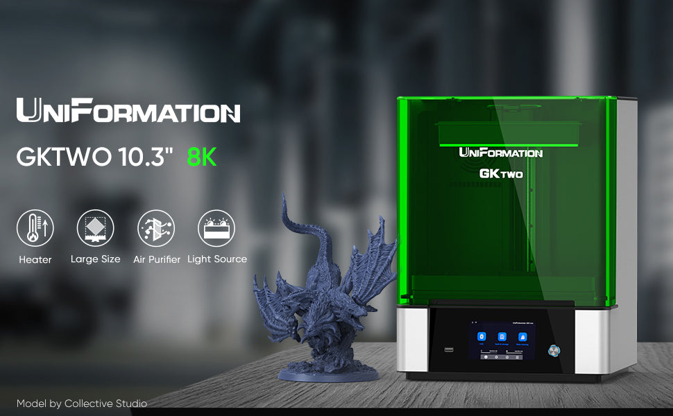 Uniformation GKtwo 8K 10.3" resin printer built in heater carbon air filter fully enclosed - Free Shipping