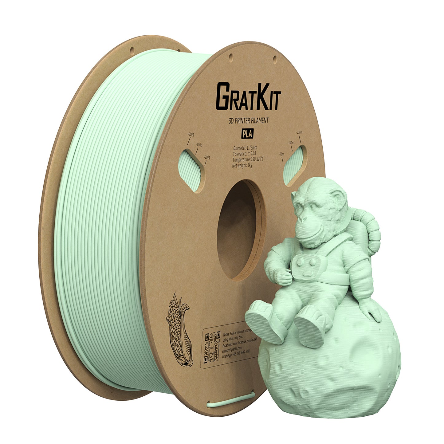 Gratkit Matte PLA Range 1.75mm 3D Printer Filament 1kg Spool-Dimensional Accuracy +/- 0.03mm