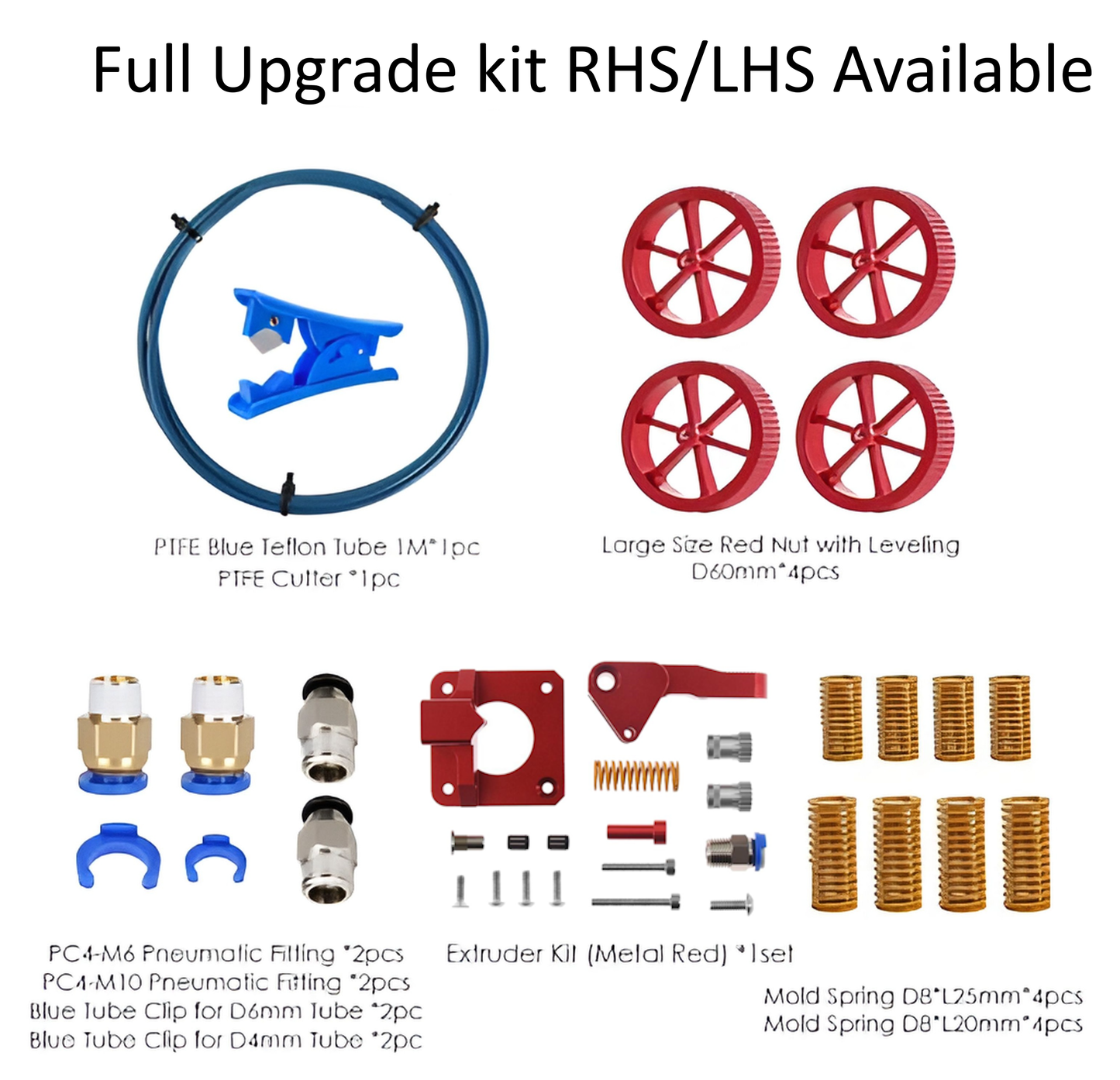 Left and Right Dual Gear Pro Aluminum Extruder and Bed Upgrade Kit Feed 3D