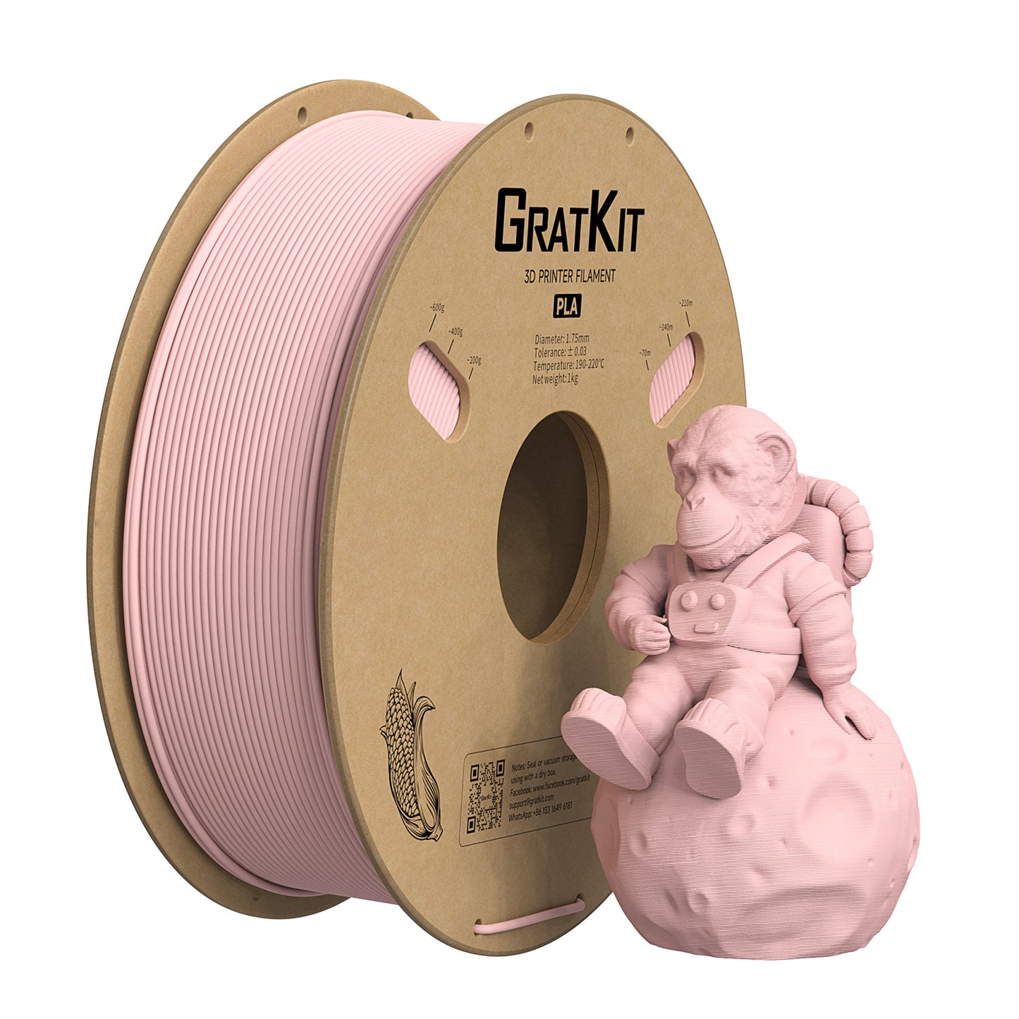 Gratkit Matte PLA Range 1.75mm 3D Printer Filament 1kg Spool-Dimensional Accuracy +/- 0.03mm