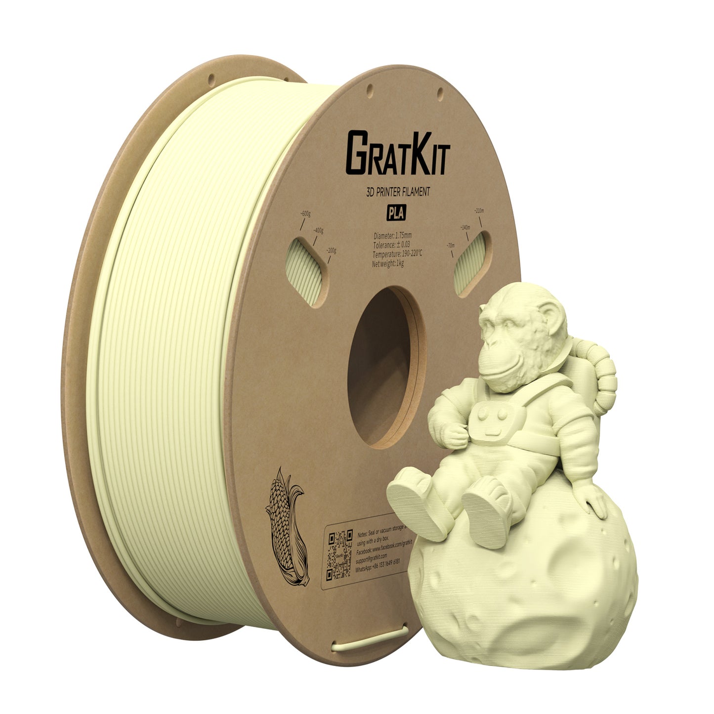 Gratkit Matte PLA Range 1.75mm 3D Printer Filament 1kg Spool-Dimensional Accuracy +/- 0.03mm