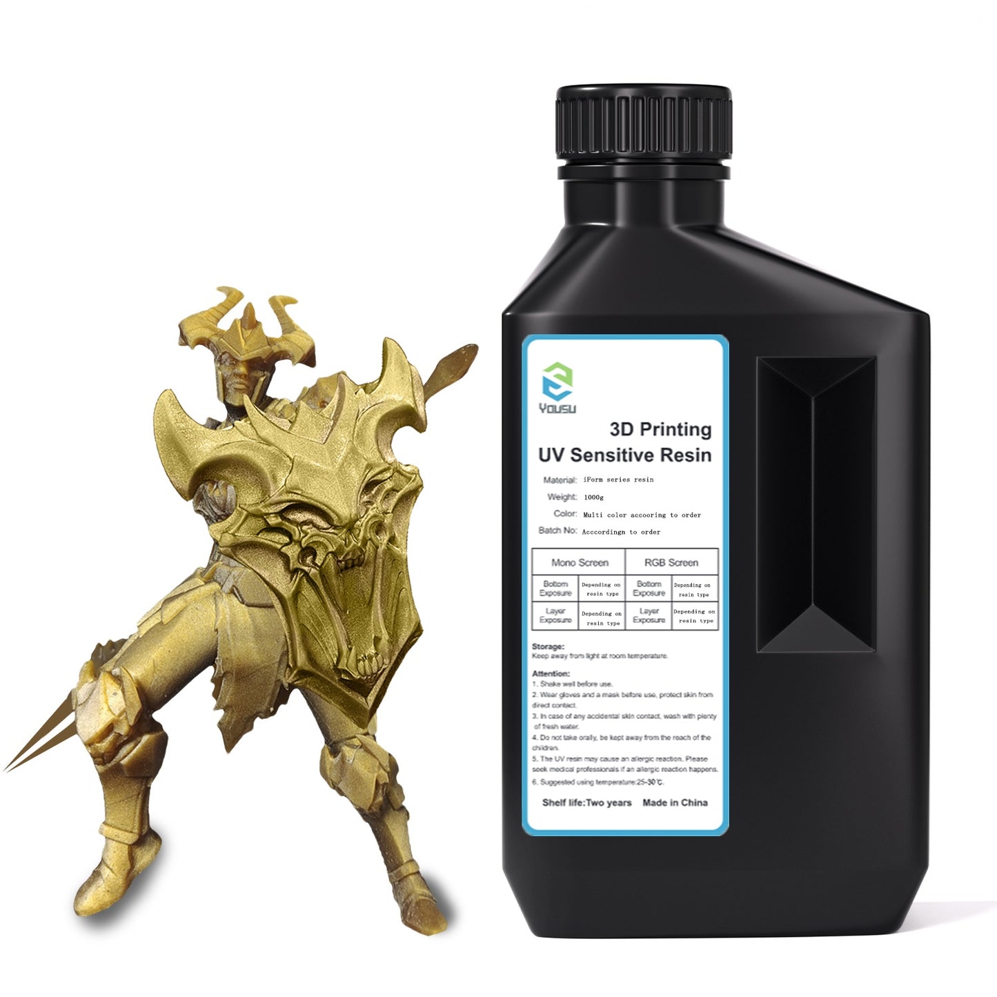 YOUSU 3D Printer Metallic Resin,Fast Curing 3D Resin, Magical Metallic Effect Photopolymer Resin for LCD DLP 3D Printing