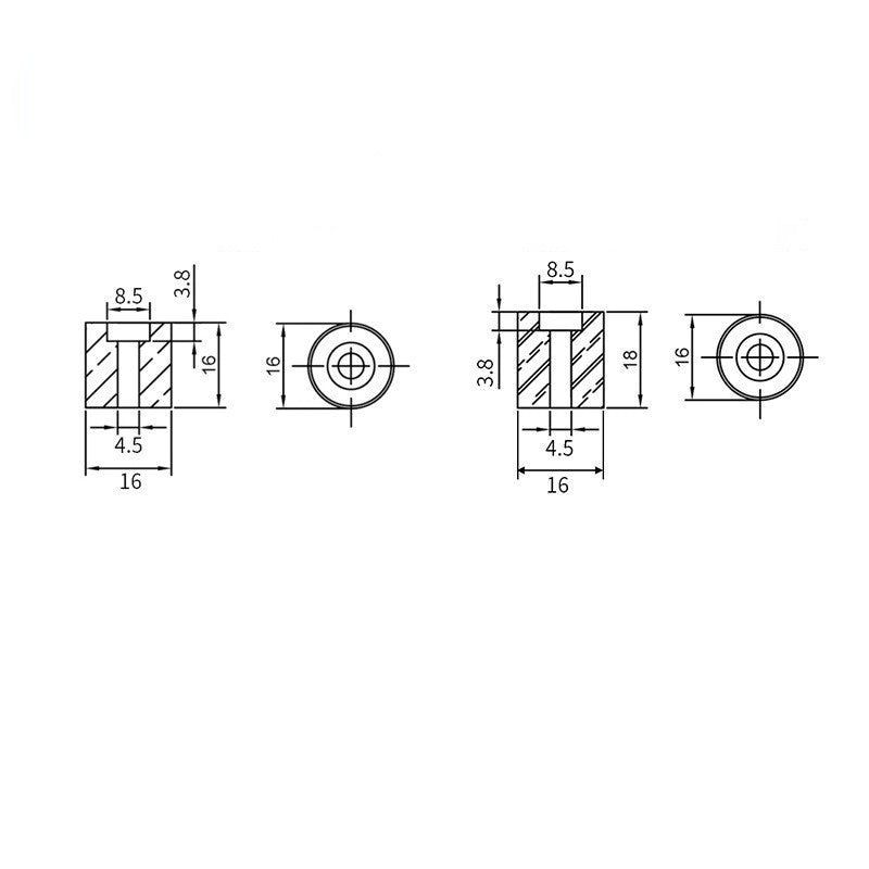 Bed leveling silicone block columns 16mm 18mm black and orange