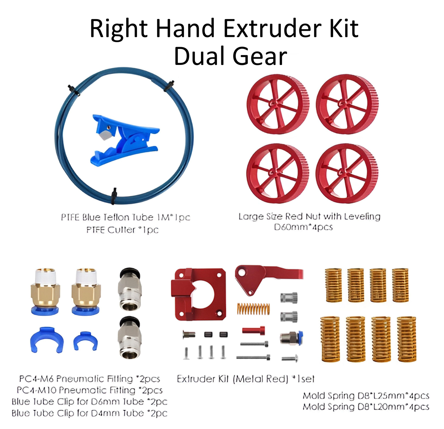 Left and Right Dual Gear Pro Aluminum Extruder and Bed Upgrade Kit Feed 3D