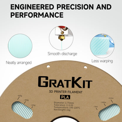 Gratkit Matte PLA Range 1.75mm 3D Printer Filament 1kg Spool-Dimensional Accuracy +/- 0.03mm