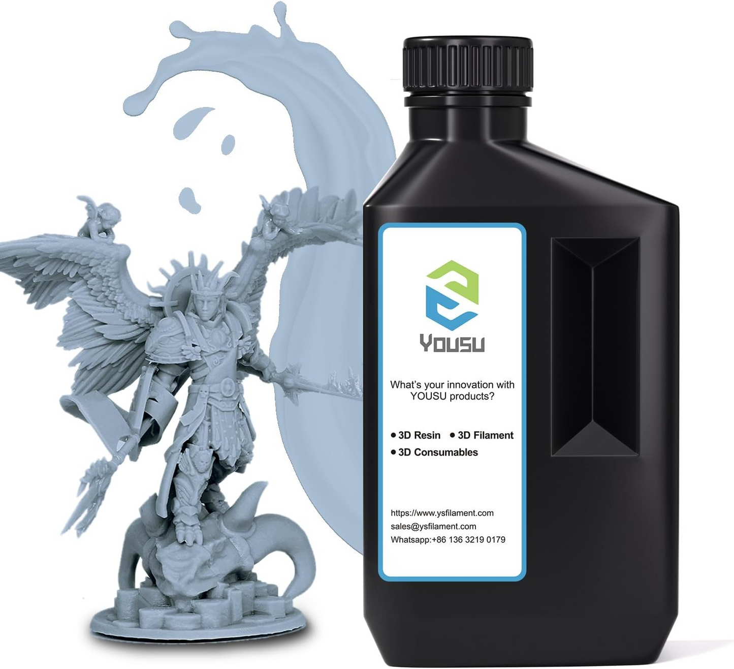 YOUSU Waterwash LCD 3D Printer Resin, 405nm UV Curing  photopolymer Resin for LCD 3D Printing, High Resolution & Low Odor