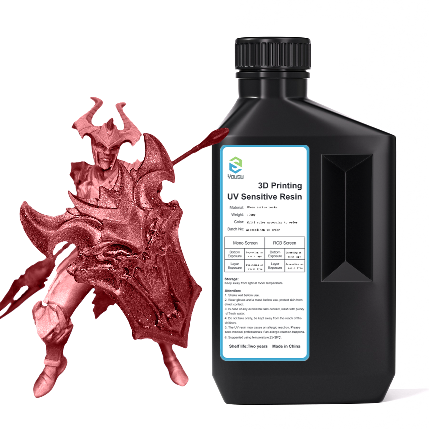 YOUSU 3D Printer Metallic Resin,Fast Curing 3D Resin, Magical Metallic Effect Photopolymer Resin for LCD DLP 3D Printing