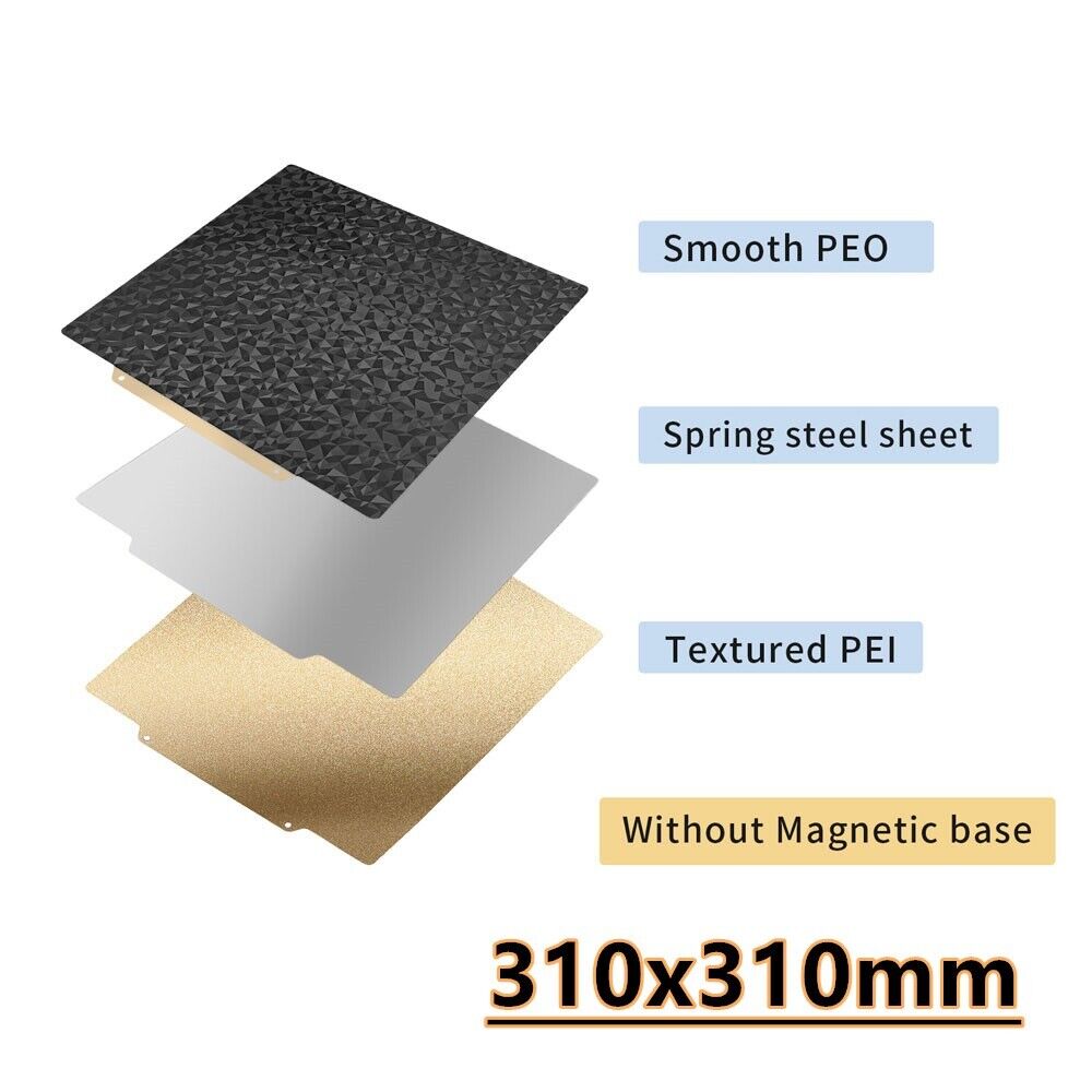 PEO/PEI Dual Sided smooth/Textured Spring Steel Magnetic Bed Sheet 310 x 310mm