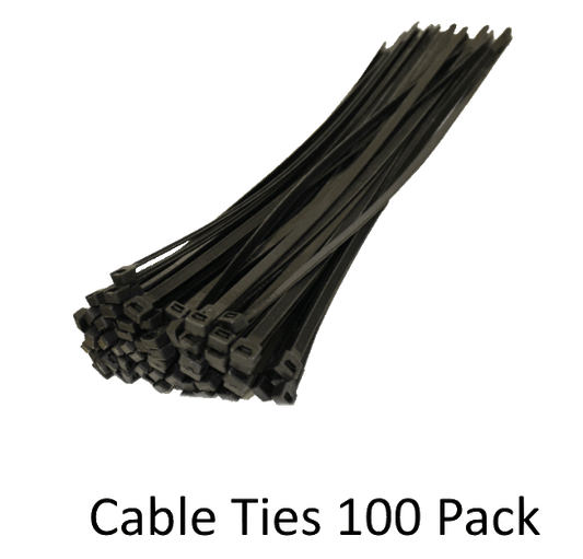Cable Ties Zip Ties 3.6 x 300mm Nylon UV Stabilised Bulk Black 100 Pack