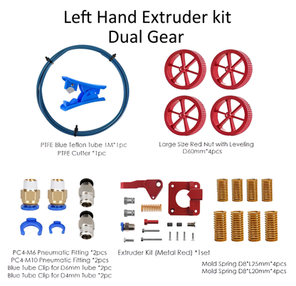 Left and Right Dual Gear Pro Aluminum Extruder and Bed Upgrade Kit Feed 3D